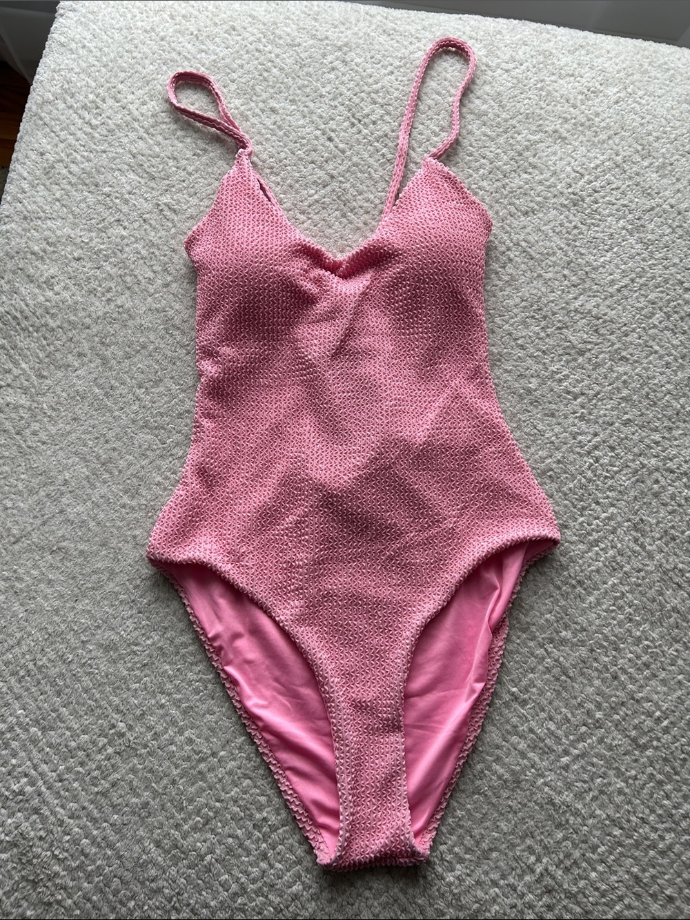 Pink Textured Kids One-Piece Swimsuit